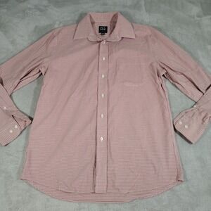 Jos. A. Bank Shirt Men M Red Plaid Work Dad Nerd Office Long Sleeve Button Up